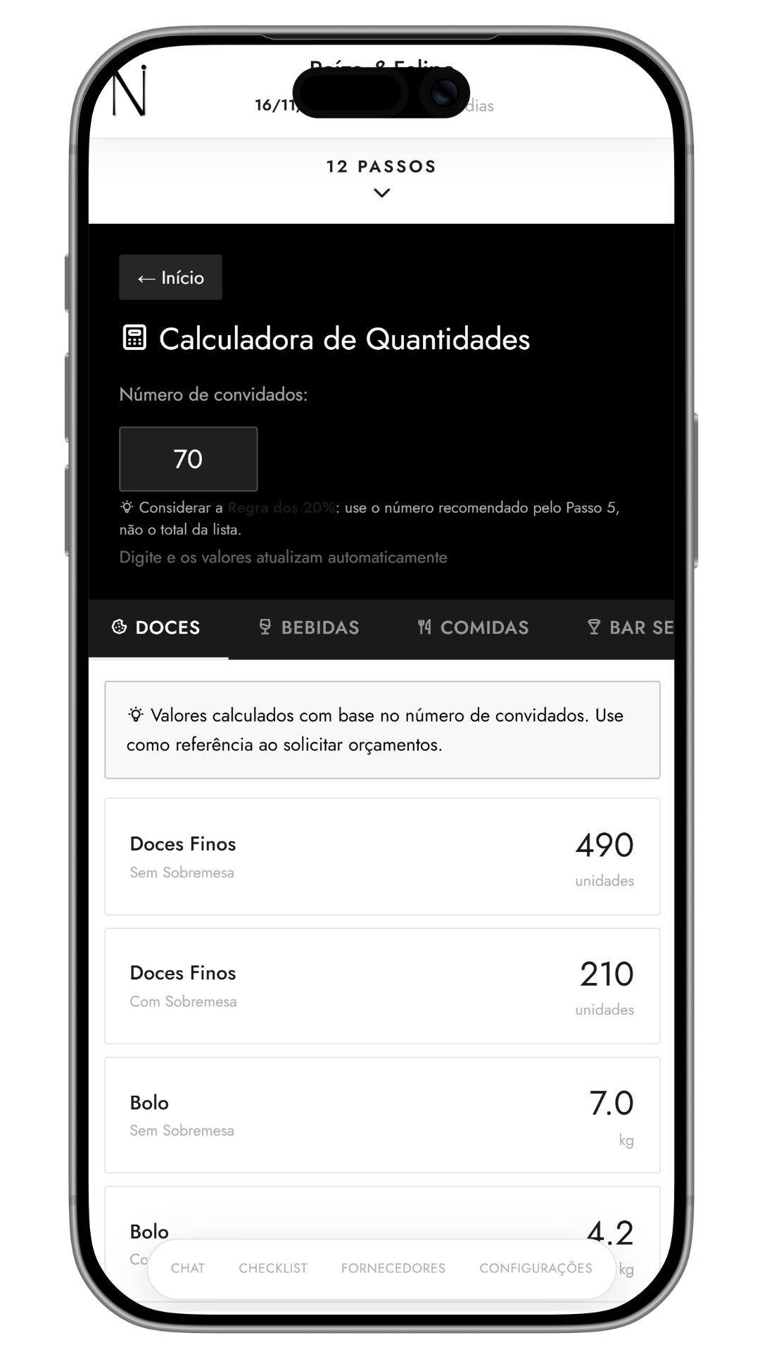Calculadora de Quantidades