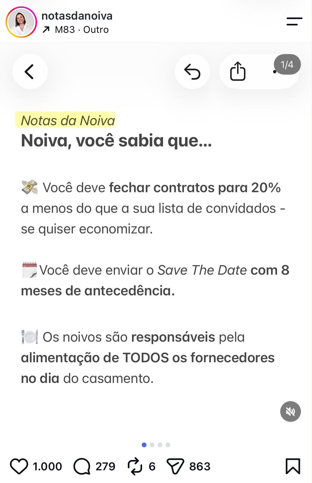 Post com prazos e regras de contrato pra casamento